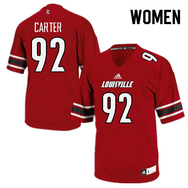 Women #92 Micah Carter Louisville Cardinals College Football Jerseys Stitched Sale-Red